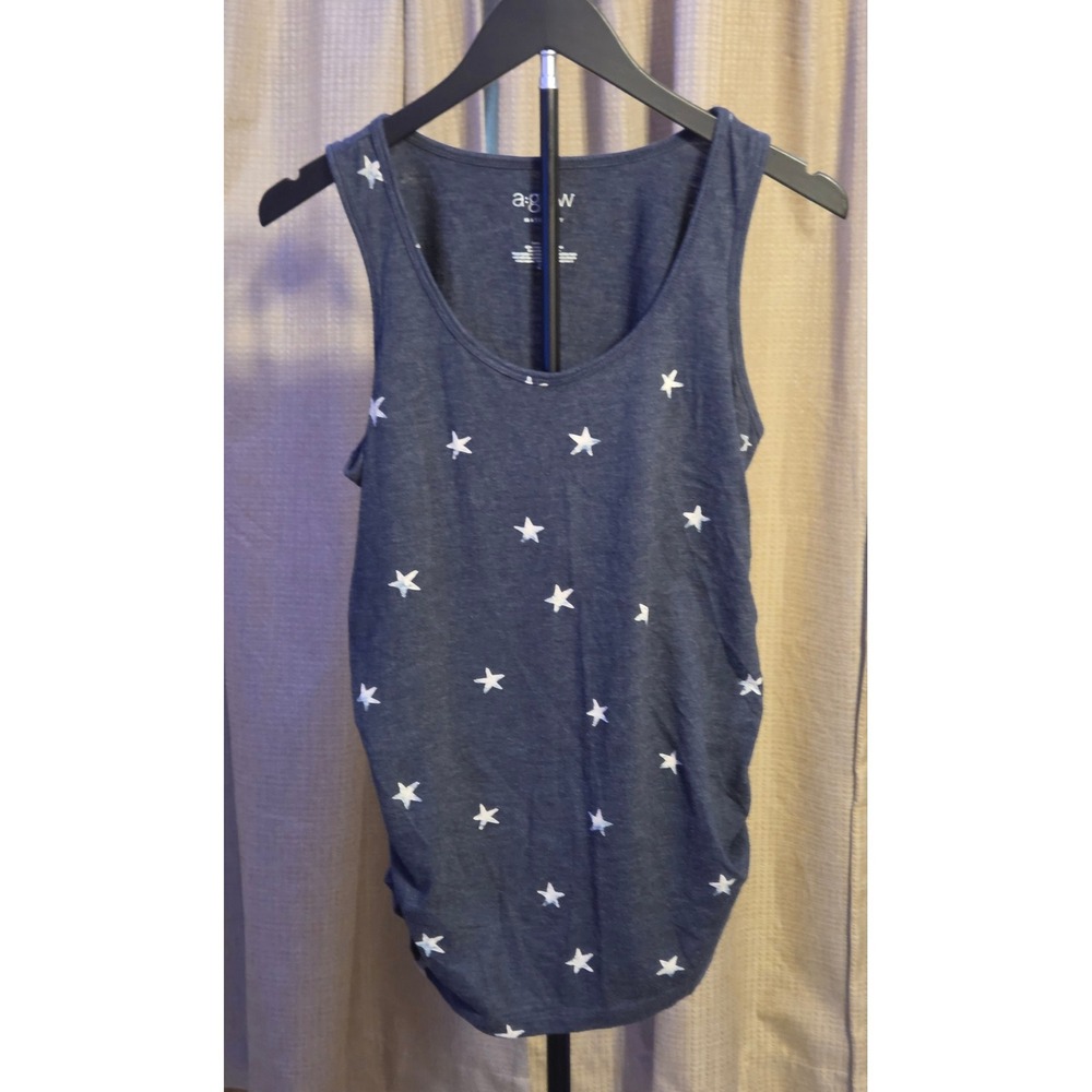 A:Glow Maternity Star Print Tank Top Women's Size Medium Navy White
